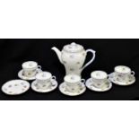 SHELLEY; a part tea service with floral decoration with powder blue rims.