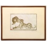 PHYLLIS EMMERSON GOMME (1892-); lithograph, 'The Kill', a study of two wild cats, signed and dated