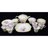 SHELLEY; a twenty-two piece part tea service, printed and painted with spring flowers, comprising