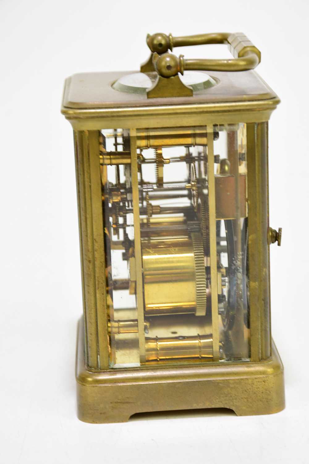 J.W. BENSON, LUDGATE HILL LONDON; a 19th century carriage clock with swing handle, the enamelled - Image 5 of 5