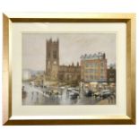 † ROBERT 'BOB' RICHARDSON (born 1938); pastel, 'Manchester Cathedral', signed, 47 x 64cm, framed and