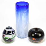 † SUE MORRELL; a contemporary Art Glass vase of baluster form with stylised decoration, signed,