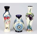 MOORCROFT; three pieces, including a limited edition baluster shaped example by Sian Leeper,