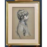 † HAROLD FRANCIS RILEY DL DLITT FRCS DFA ATC (1934-2023); pastel, side profile of a boy wearing a