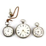A 19th century silver key wind pocket watch, with Roman numeral dial and single fusee movement, with