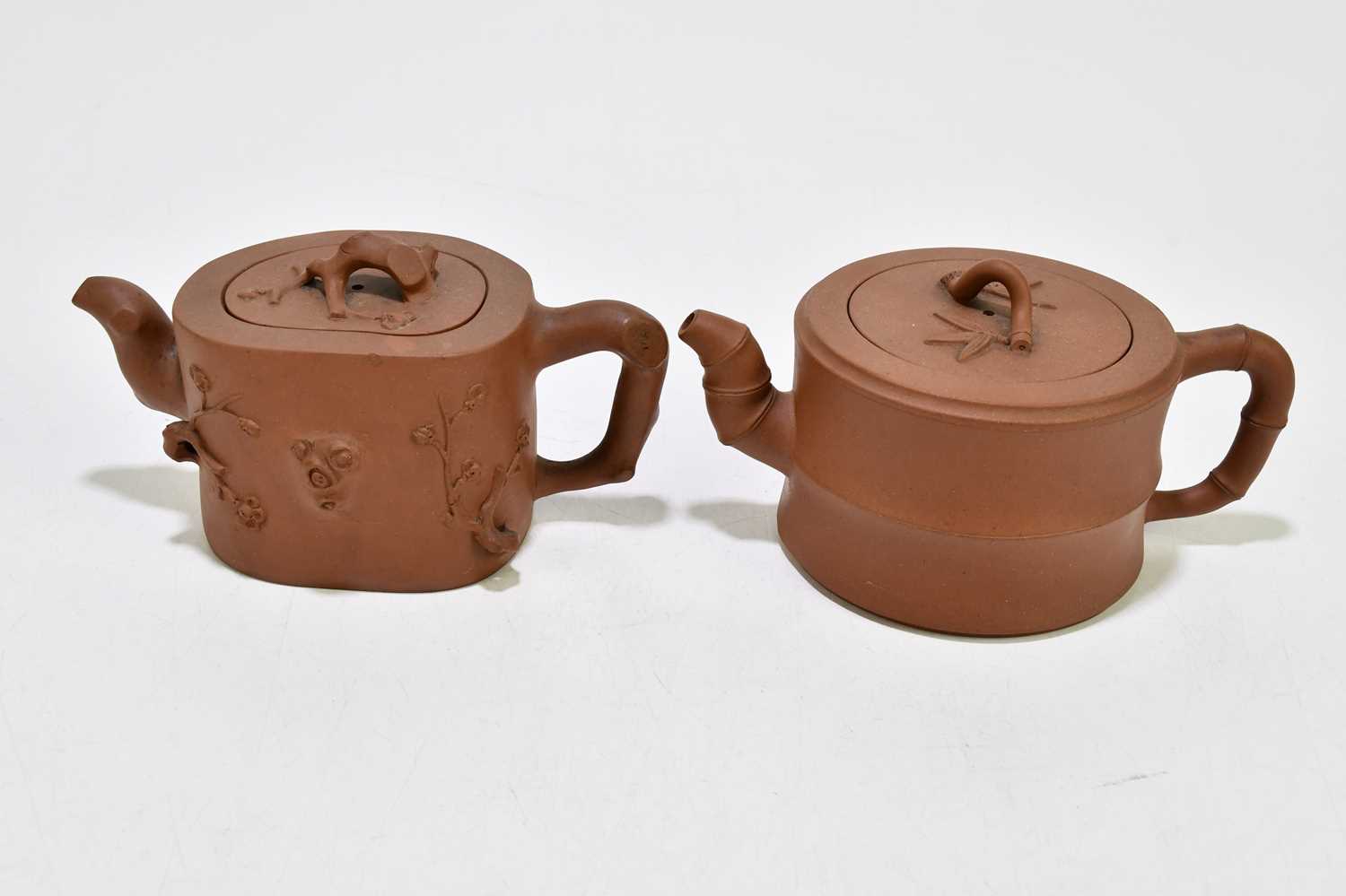 Four Chinese redware Yixing teapots and covers, with naturalistic detailing, the tallest 9.5cm (4) - Image 9 of 11