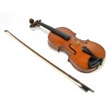 A full size French violin with interior label 'Paul Bailly Luthier...', with two-piece back,