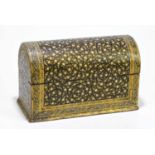 A Persian lacquered papier-mache domed top stationery casket, length 25cm.