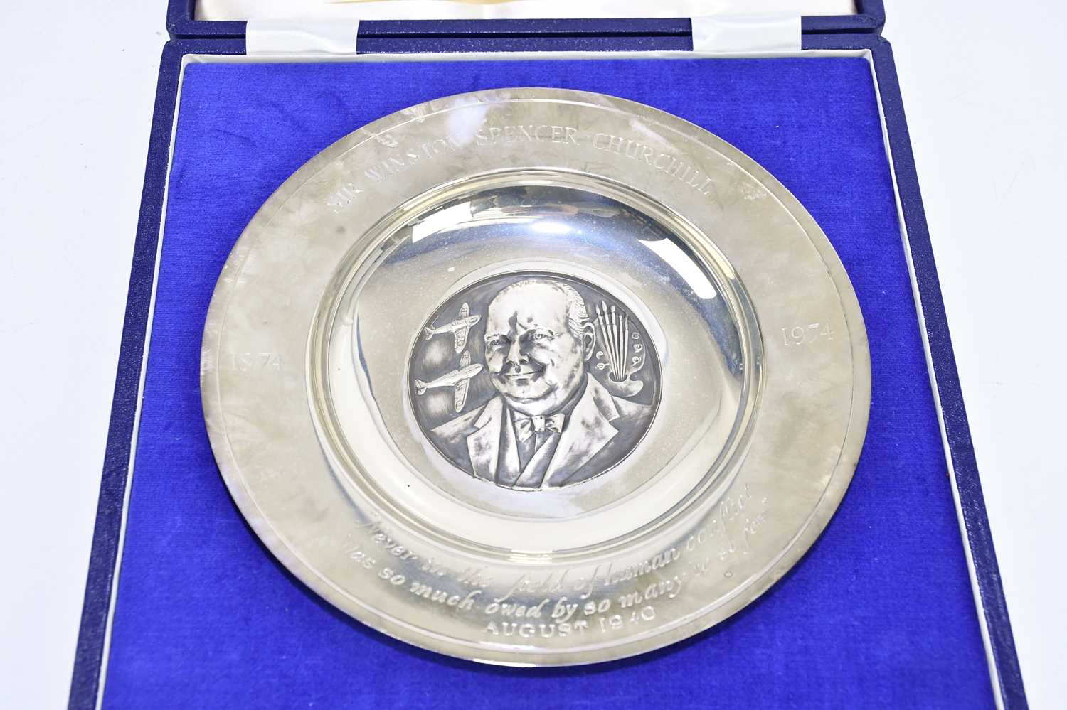 An Elizabeth II hallmarked silver alms dish, produced to commemorate the Centenery of Sir Winston - Image 2 of 3