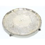 CARTER, SMITH, SHARP; a George III hallmarked silver salver, with engraved floral detailing, on claw