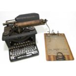 L C SMITH; a vintage typewriter together with a vintage wooden clip board 'The Brun' file (2).