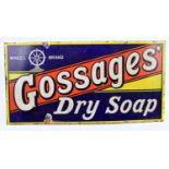 GOSSAGES'; an original advertising enamel sign 'Gossages' Dry Soap', 30 x 59cm.