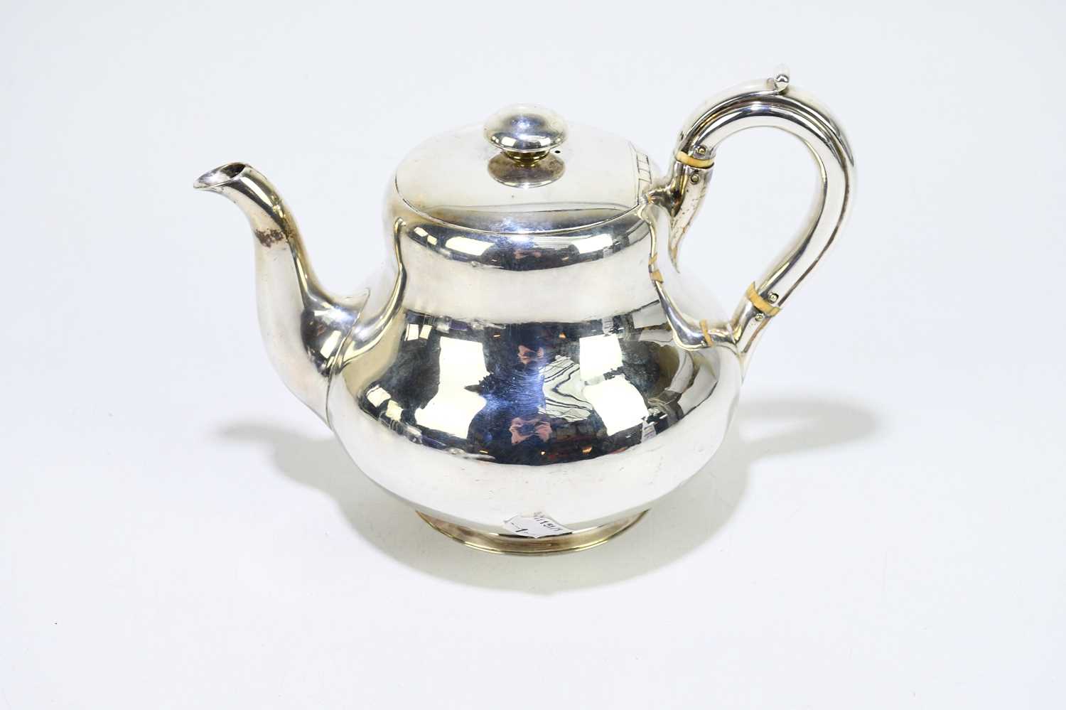 X JOHN WILMIN FIGG; a William IV hallmarked silver teapot of baluster form, engraved with family - Image 2 of 4