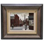 † ROGER HAMPSON (1925-1996); oil on board, 'Swan Lane Mills, Bolton', numbered 746, signed 17.5 x