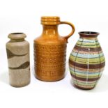 A group of three West German pottery vases, height of largest 38cm.