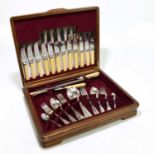 A mahogany cased canteen of silver plated cutlery and flatware.