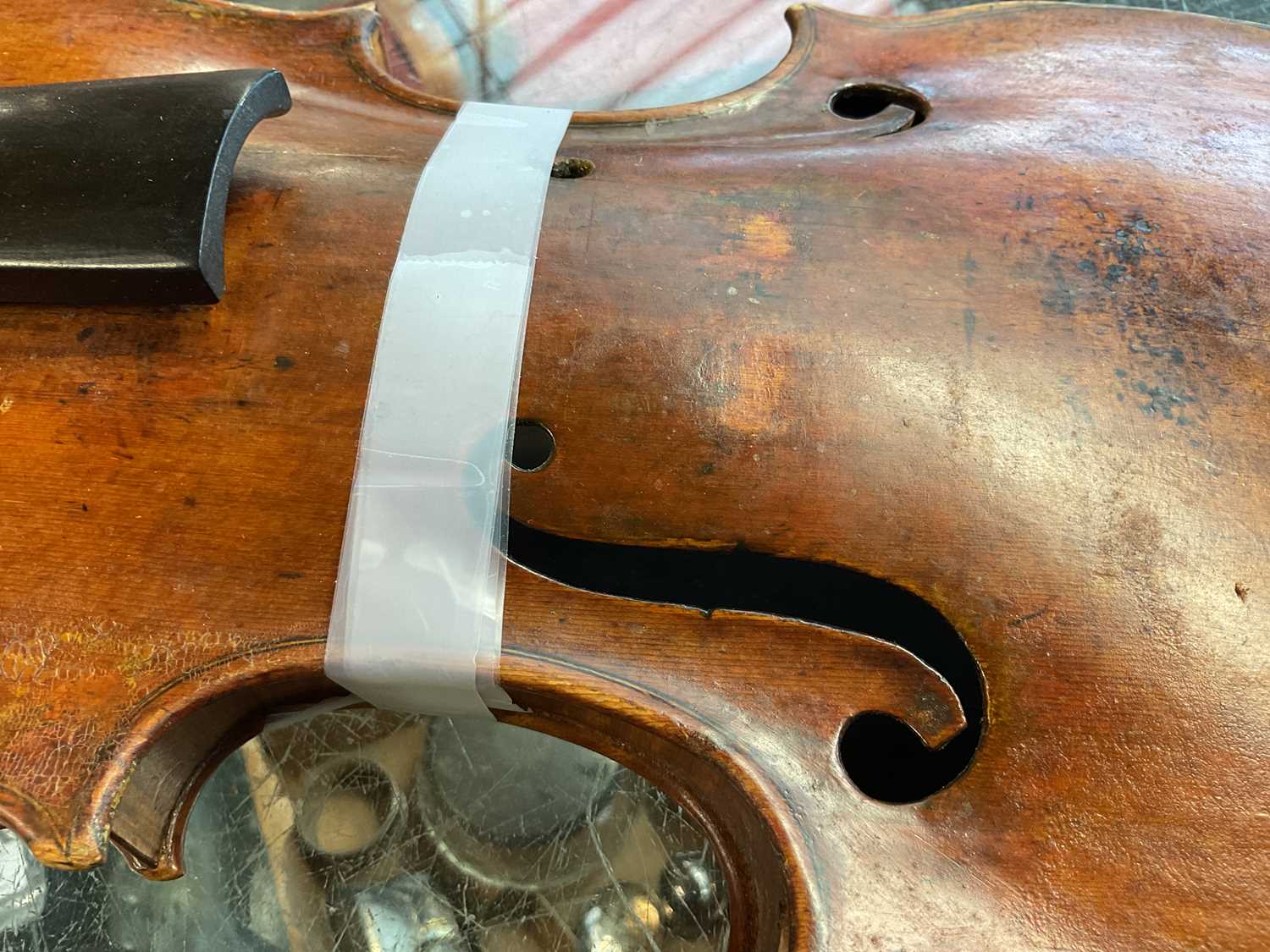 A full size violin for restoration, probably French, with one-piece back, length 35.5cm.Condition - Image 7 of 13