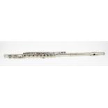 THE MURAMATSU; a cased white metal three pieced flute, serial number: 12653.