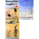 Three modern Art Deco style German posters, size of largest 83 x 60cm.