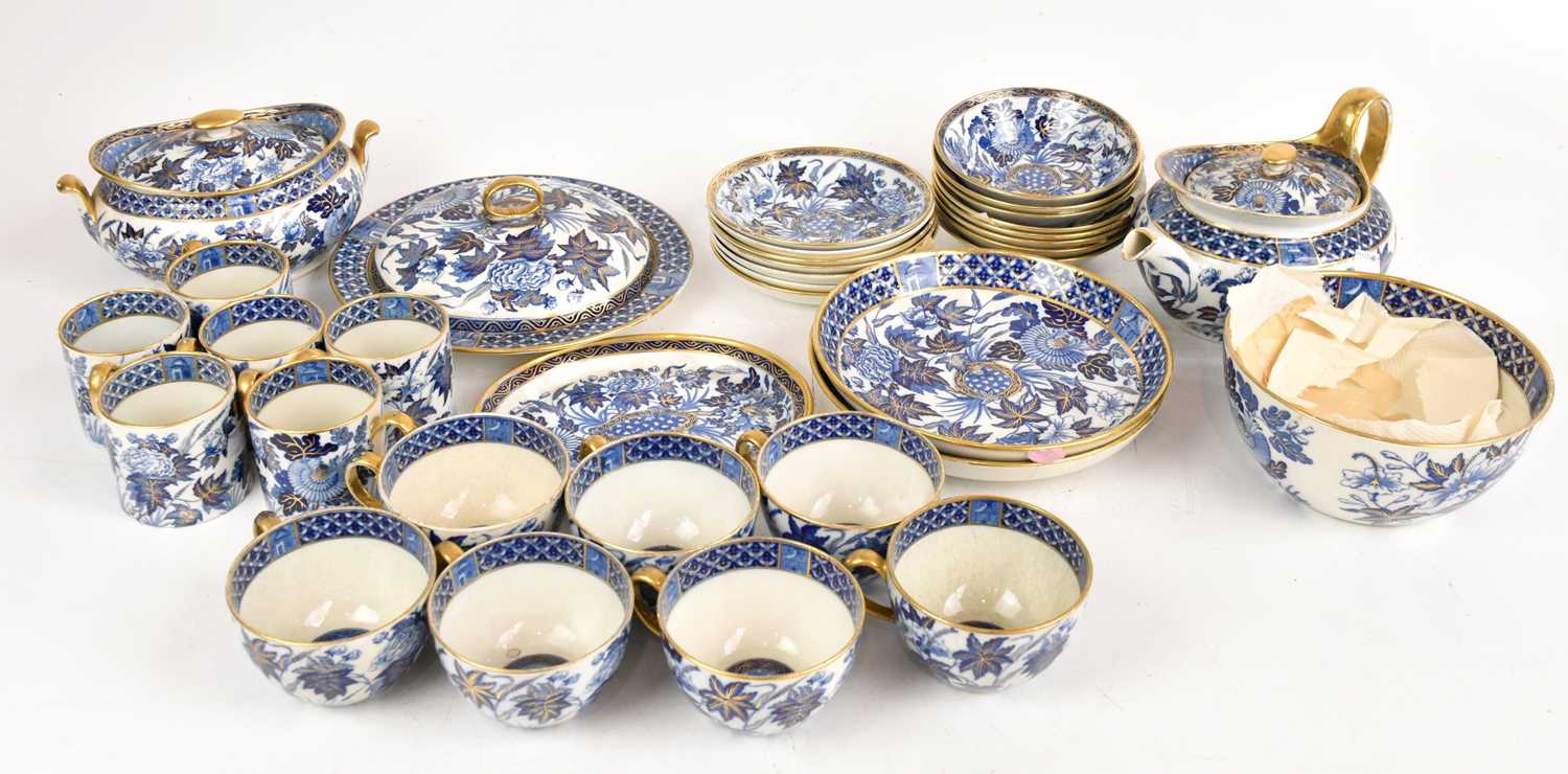 A quantity of 19th century blue and white teaware to include cups, saucers, bowls, a teapot, etc.