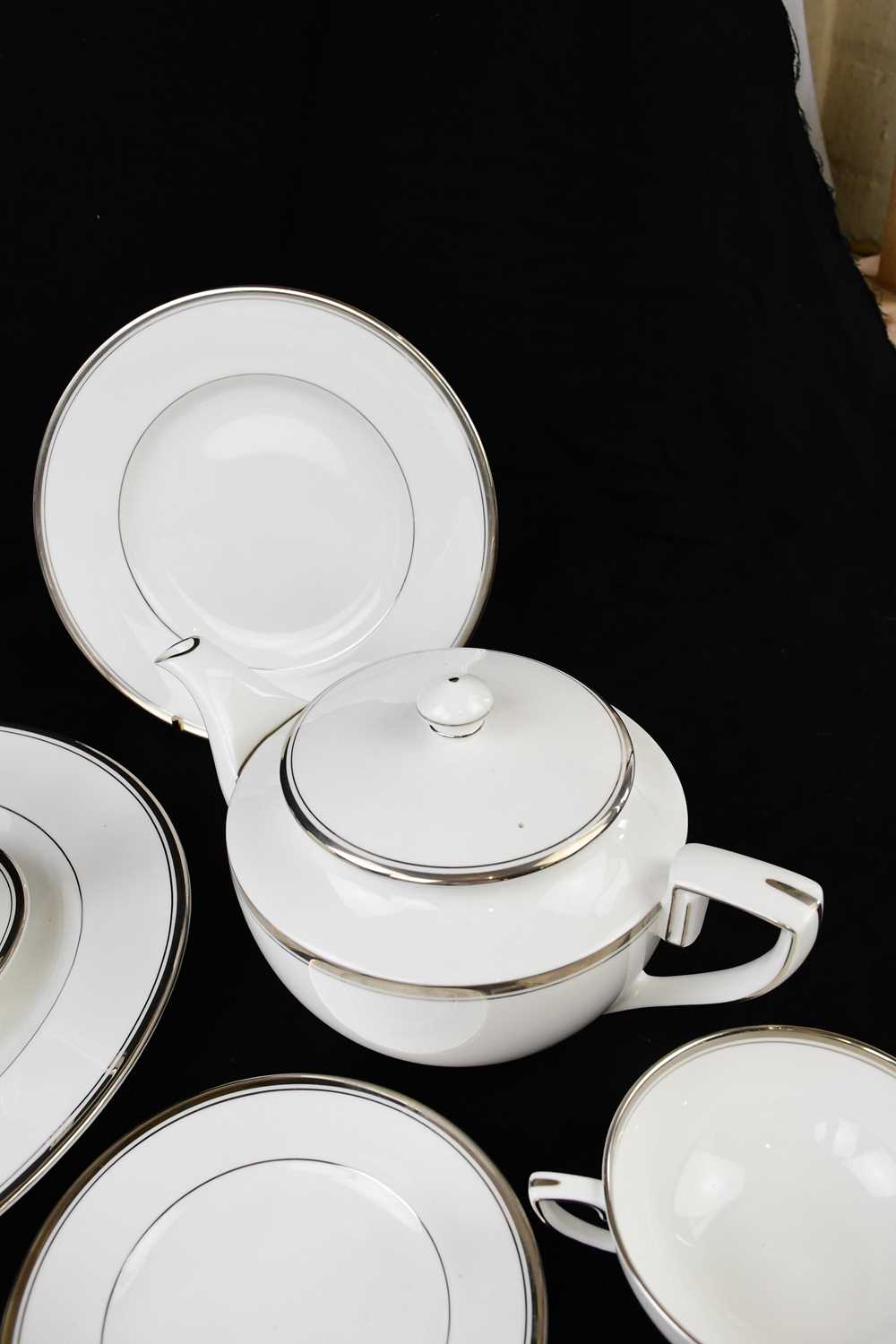 ROYAL WORCESTER; a 'Silver Viceroy' pattern part dinner and tea service comprising two tureens and - Image 6 of 8