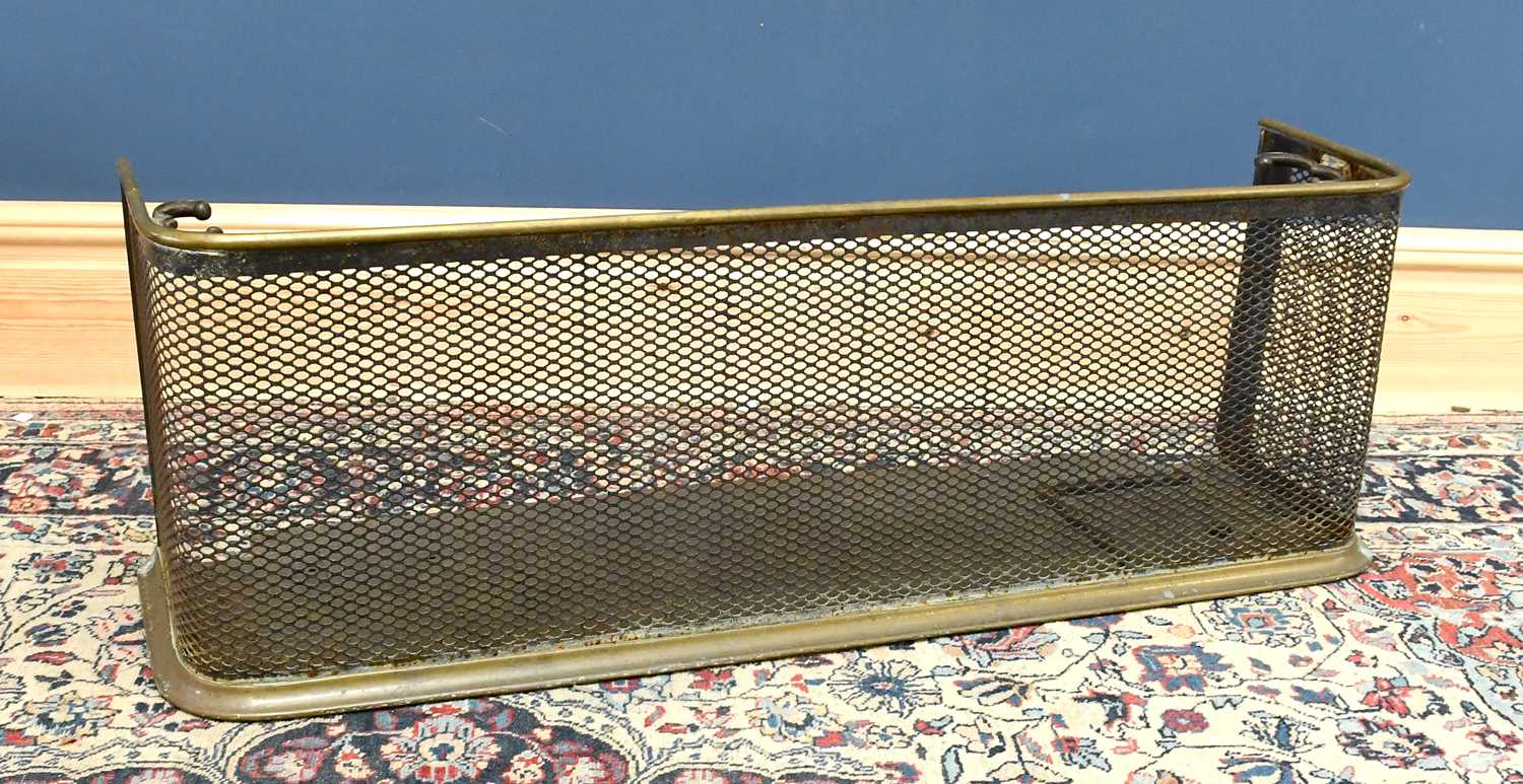 A 19th century brass and mesh fronted fender, width 109cm.