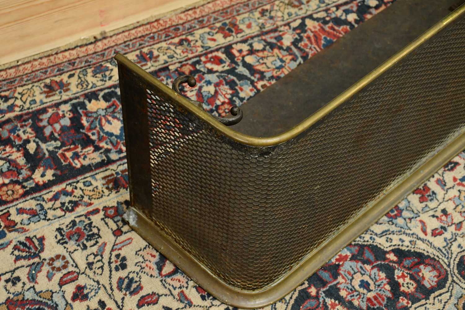 A 19th century brass and mesh fronted fender, width 109cm. - Image 2 of 3