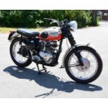 TRIUMPH; a 1957 model Trophy, engine size 649cc, in orange and white, registration HAS 898.Condition