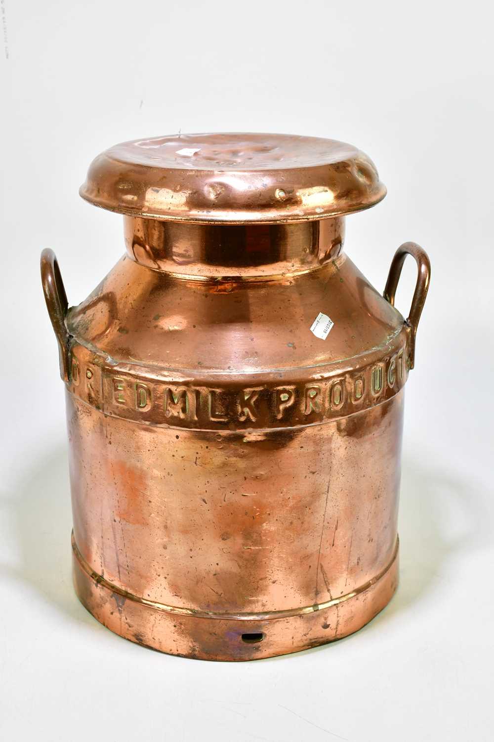 DAWS CREAMERIES; a copper twin handled milk churn, height 45cm. - Image 3 of 3