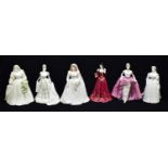 COALPORT; six figures comprising 'Queen Victoria' no.5392, 'The Fair Maiden of Astolat', '