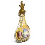 An early 19th century Viennese enamel and gilt metal scent bottle and stopper, decorated with