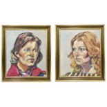 † EDWARD BEALE (1950-2017); pair of oils on stretched textile, portraits of ladies, both 35 x 29.