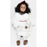 SIMON & HALBIG; a German bisque headed doll with articulated arms and legs, with sleeping eyes,