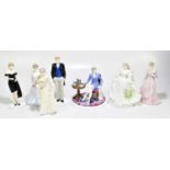 COALPORT; a collection of seven figures comprising 'The Princess of Wales' no.746/5000, 'The