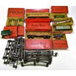 HORNBY; a group of various O gauge carriages and accessories, to include a level crossing, crane and