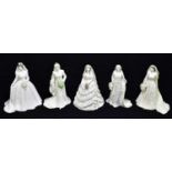 COALPORT; five figures comprising 'The Queen' no.3752/7500, 'Her Royal Highness The Princess