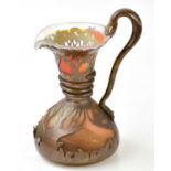 AMA; a copper and glass jug, height 25cm.