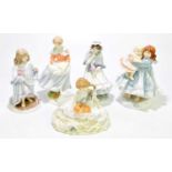 ROYAL WORCESTER; five figures, inlcuding 'Safe At Last' limited edition 821/12500 (5)