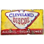 CLEVELAND DISCOL; an original advertising double sided enamel sign for 'Cleveland Discol alcohol for