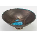 † ABDO NAGI (1941-2001); a lightly fluted stoneware bowl covered in bronze glaze with turquoise to