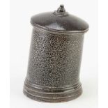† WALTER KEELER (born 1942); a leaning salt glazed jar and cover, impressed mark, height 14.5cm.