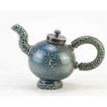 † WALTER KEELER (born 1942); a salt glazed teapot with loop handle, impressed mark, height 14cm.