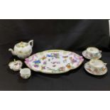 HEREND; a hand painted breakfast service in the 'Queen Victoria' pattern, comprising an oval tray, a