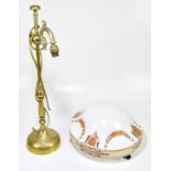 A decorative brass table with arched arm and applied floral decoration, height 62cm, together with