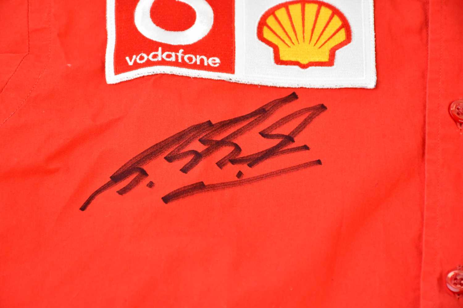 MICHAEL SCHUMACHER; a signed FILA Ferrari button up shirt, signed to the front, size S. Condition - Image 2 of 3