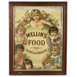 A 19th century advertising show card/card sign Mellin's Food for Infants & Invalids, decorated