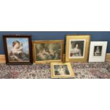 Five 19th century prints, including a pencil signed example by Ellen Howell of a portrait of a