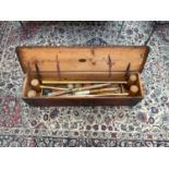JOHN JACQUES & SONS LTD; a pine cased croquet set.