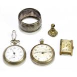 A small group of collectors' items to include a railway timekeeper's pocket watch, a further