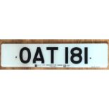 PRIVATE REGISTRATION PLATE, OAT 181 Condition Report: The registration plate has a ten year